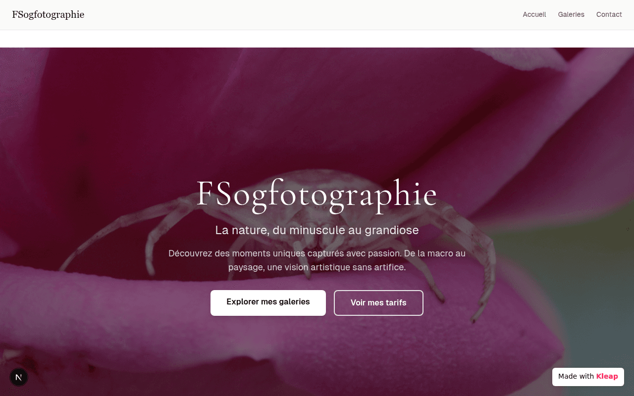 A photography portfolio showcasing nature's beauty from macro to majestic landscapes.
