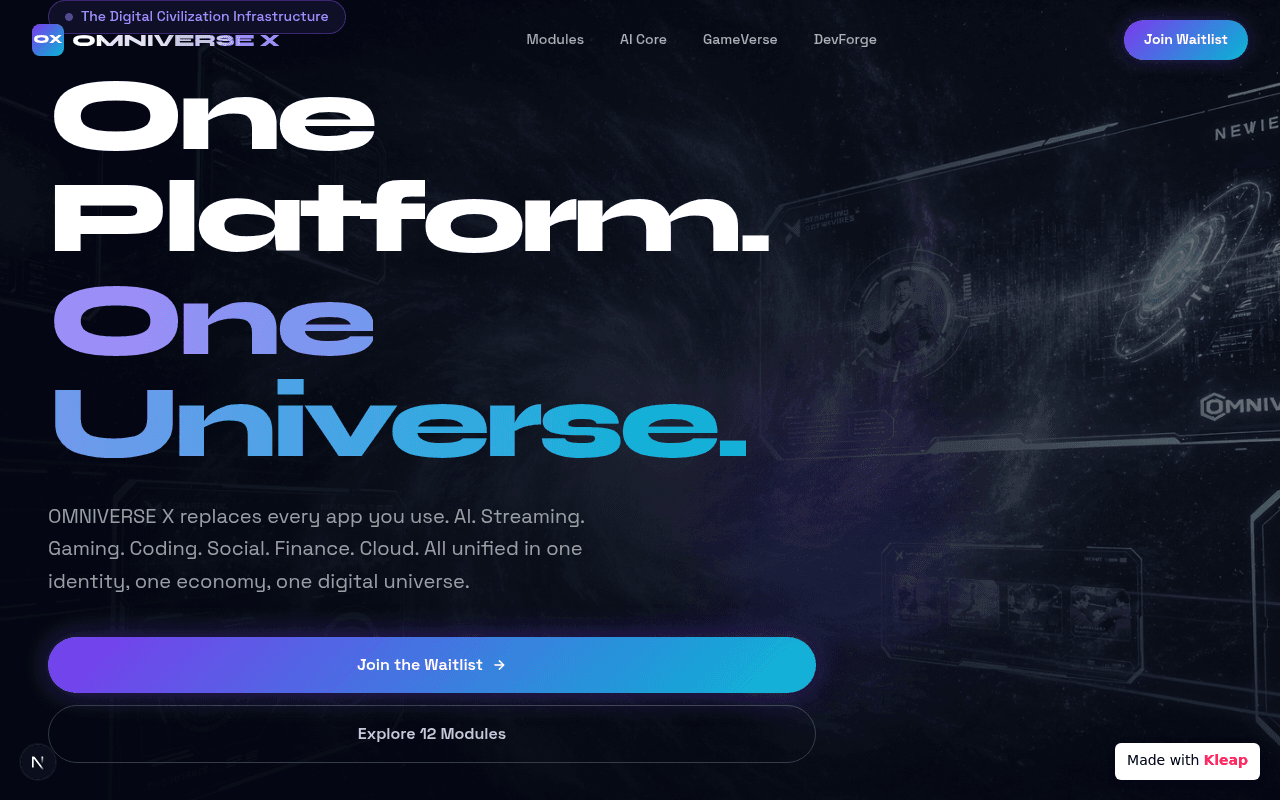 A futuristic platform aiming to unify all digital experiences into one universe.