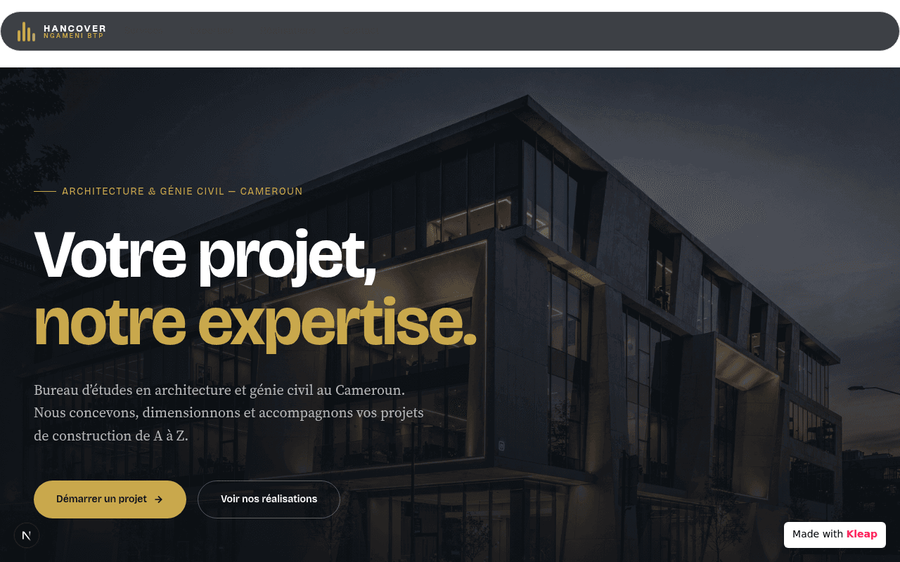 A sophisticated online presence for an architecture and civil engineering firm.