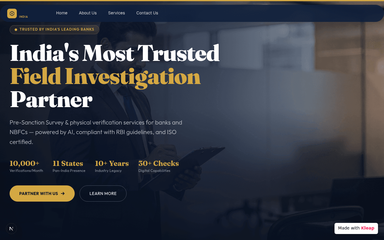 A reliable partner streamlining pre-sanction surveys and physical verifications with AI.