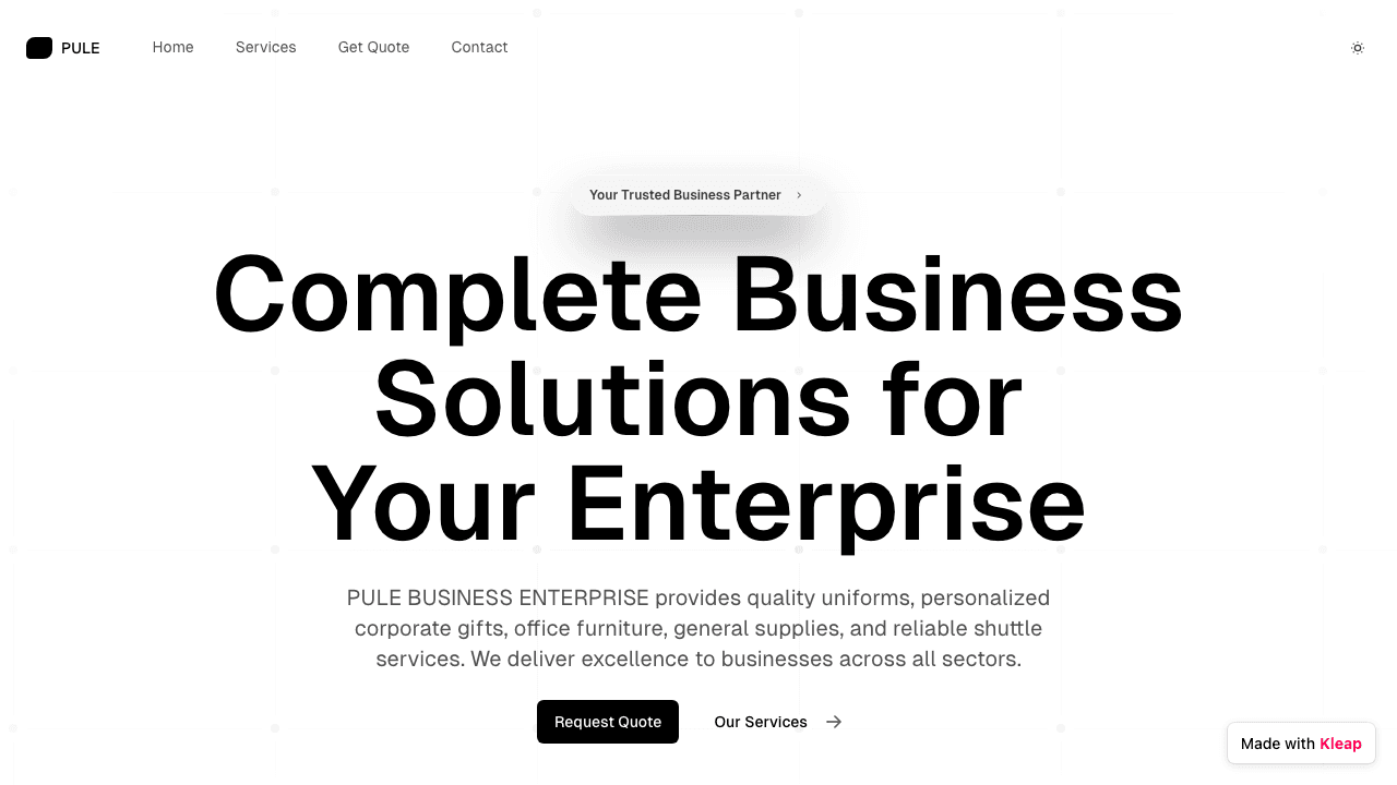 A clean, modern site offering comprehensive business solutions with a sharp aesthetic.