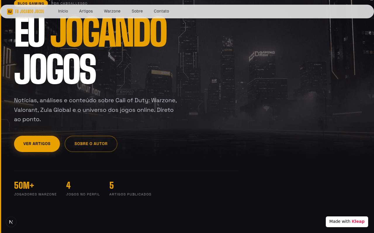 A gaming blog delivering news and analysis on popular online games with a bold aesthetic.