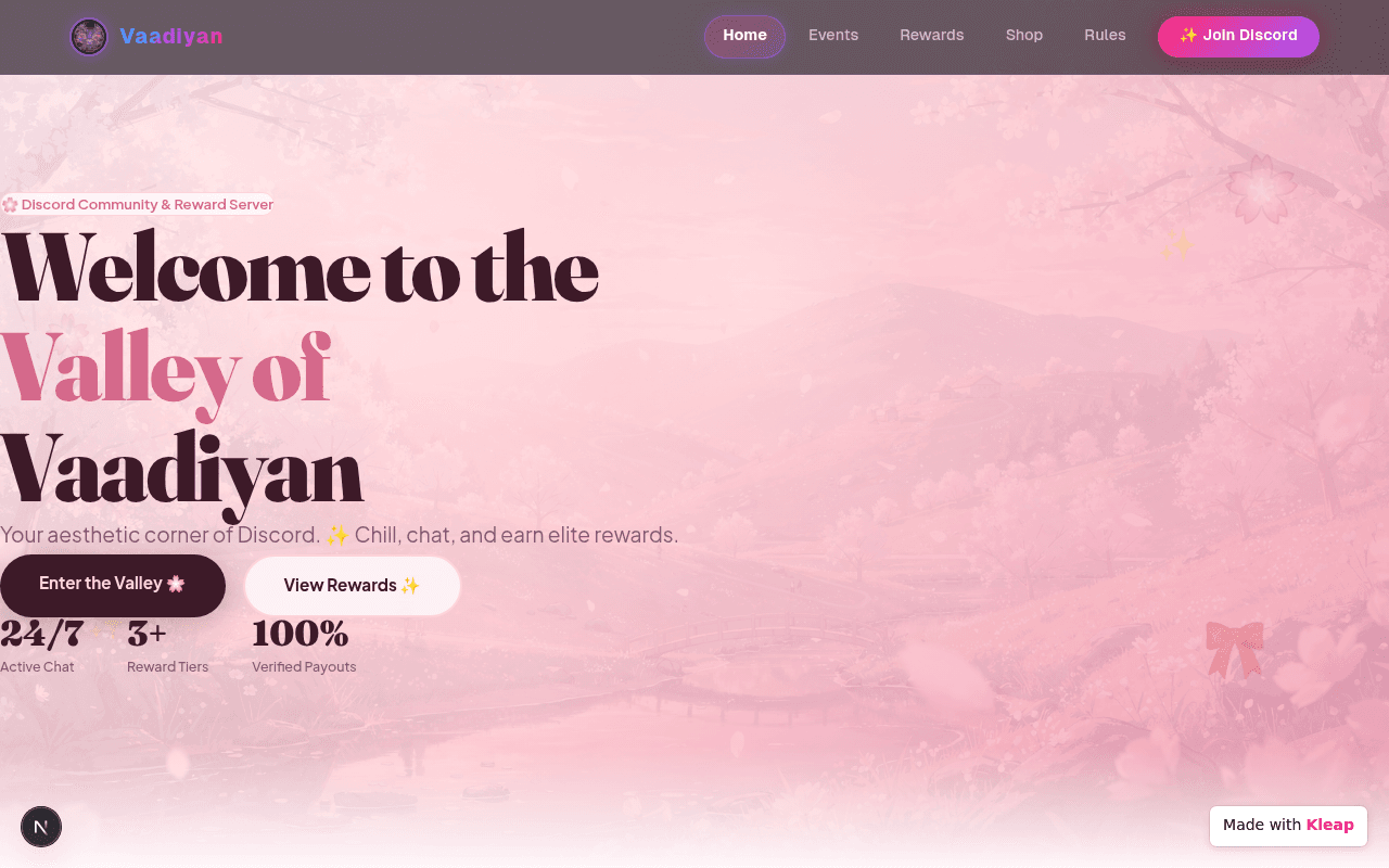 Discover an aesthetic Discord community for chilling and earning elite rewards.