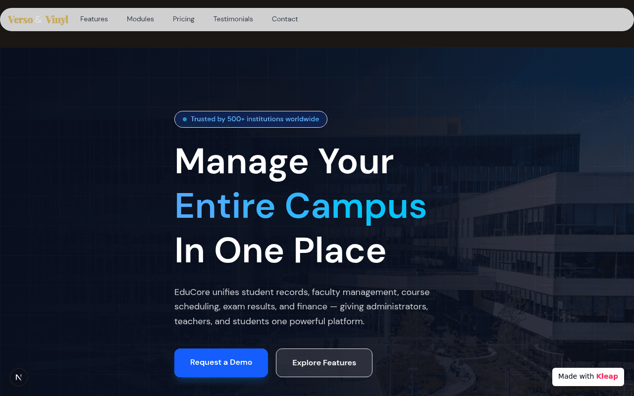Manage your entire educational campus with a unified, powerful platform.