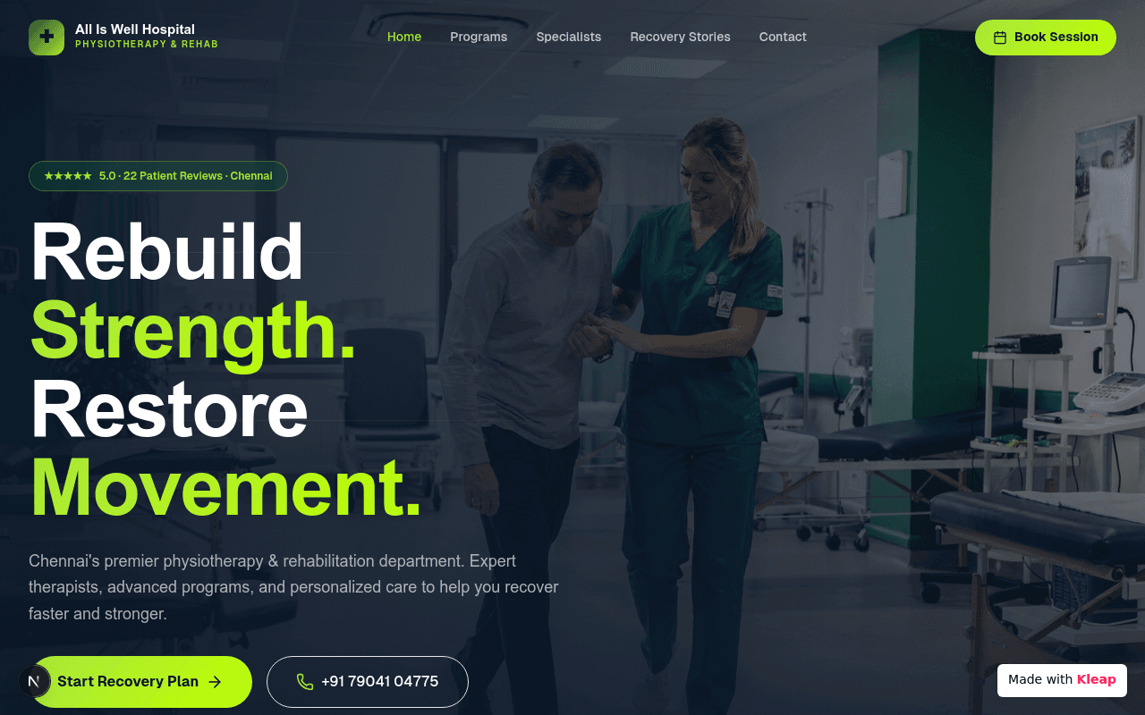 A physiotherapy and rehabilitation clinic's site focusing on strength and movement restoration.