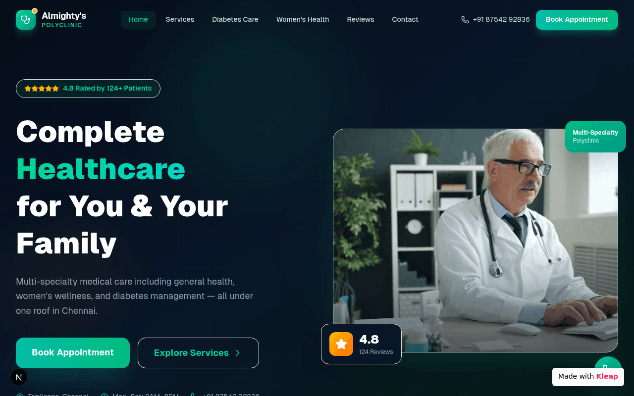 A multi-specialty clinic providing comprehensive care, from general health to diabetes management.