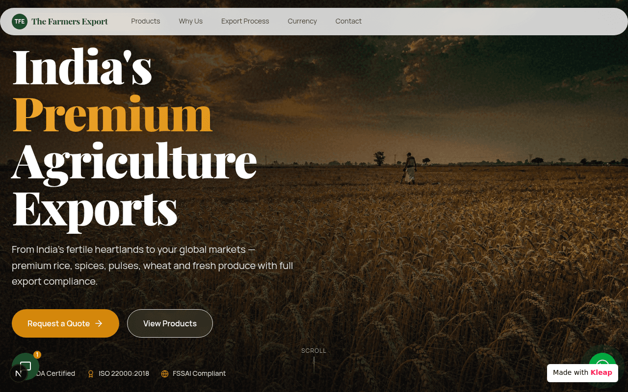 Connecting India's agricultural heartlands to global markets with premium exports.