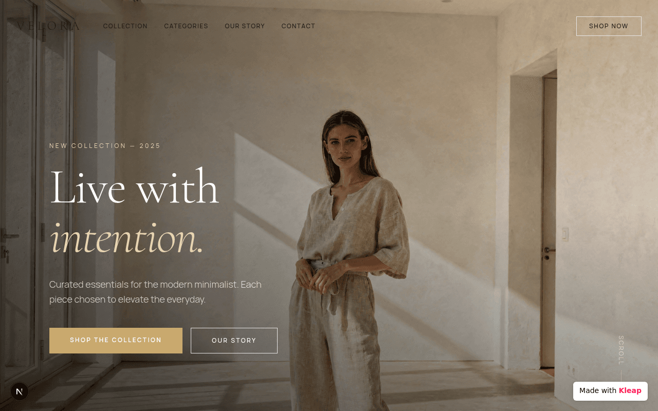 A minimalist e-commerce site offering curated essentials for an intentional lifestyle.