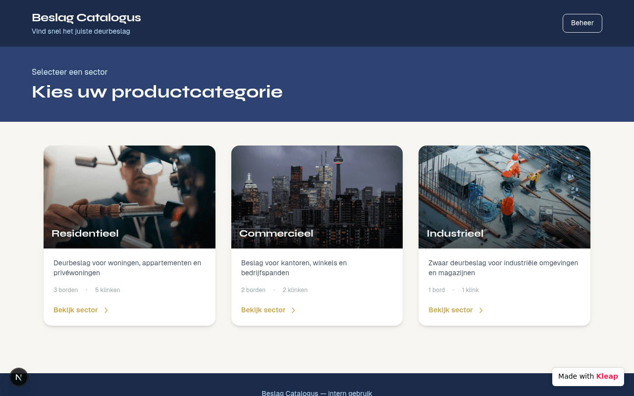 A clean, functional catalog presenting product categories for various industries.