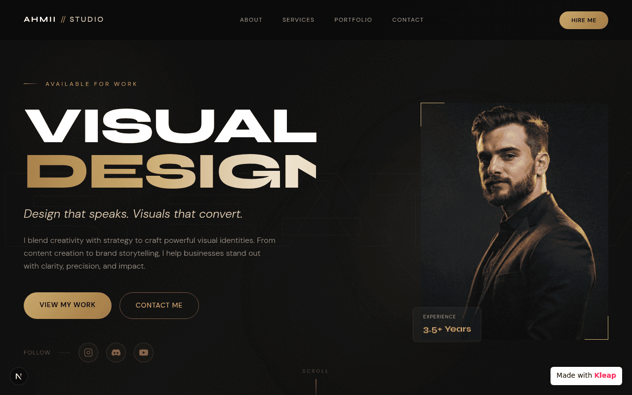 A sophisticated online portfolio blending artistry with strategic visual communication.