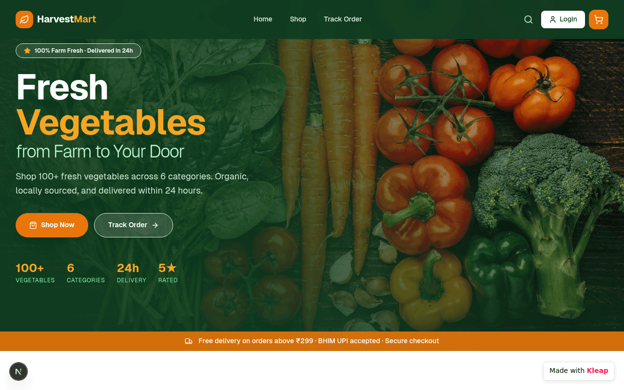 Fresh, local produce delivered quickly, offering health and convenience at your doorstep.