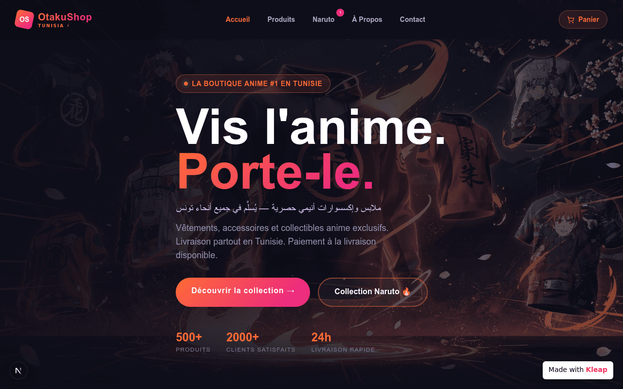 An anime e-commerce store delivering exclusive merchandise across Tunisia.