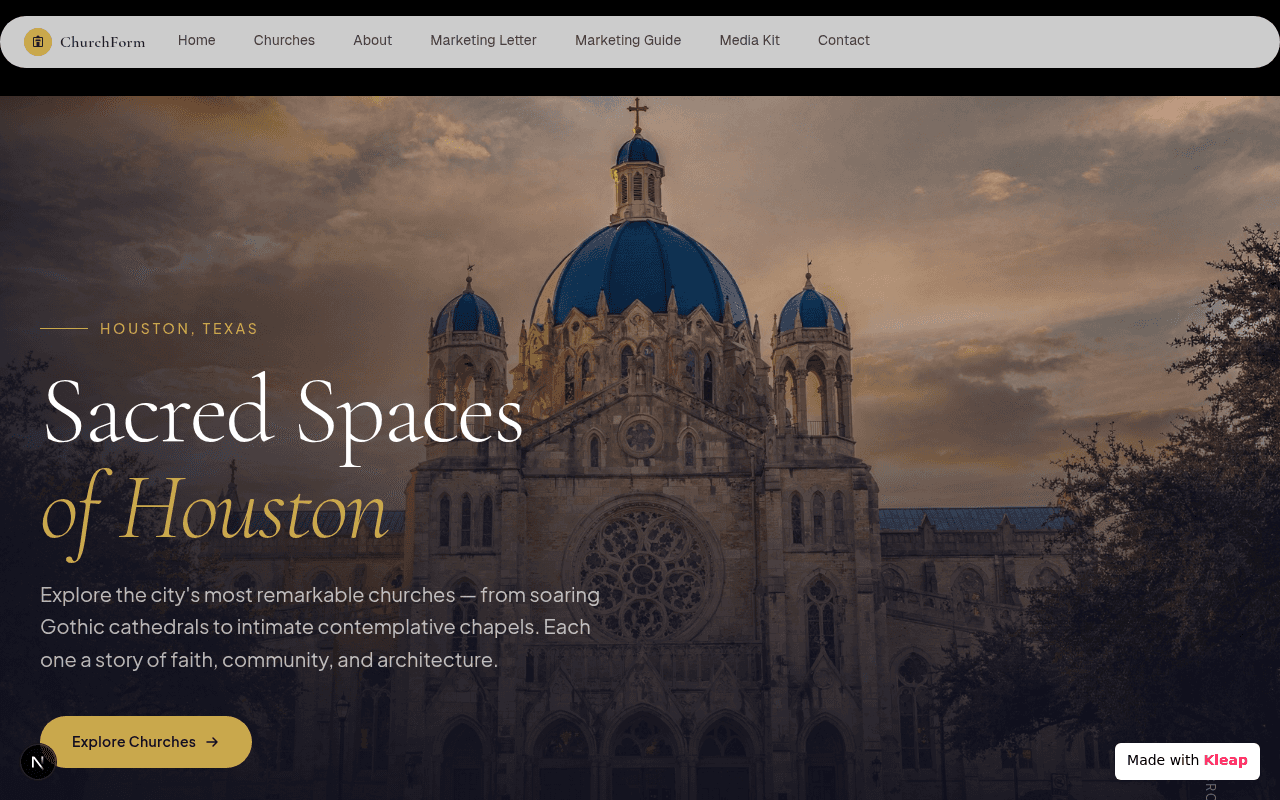Discover ecclesiastical architecture and faith stories within Houston's sacred spaces.