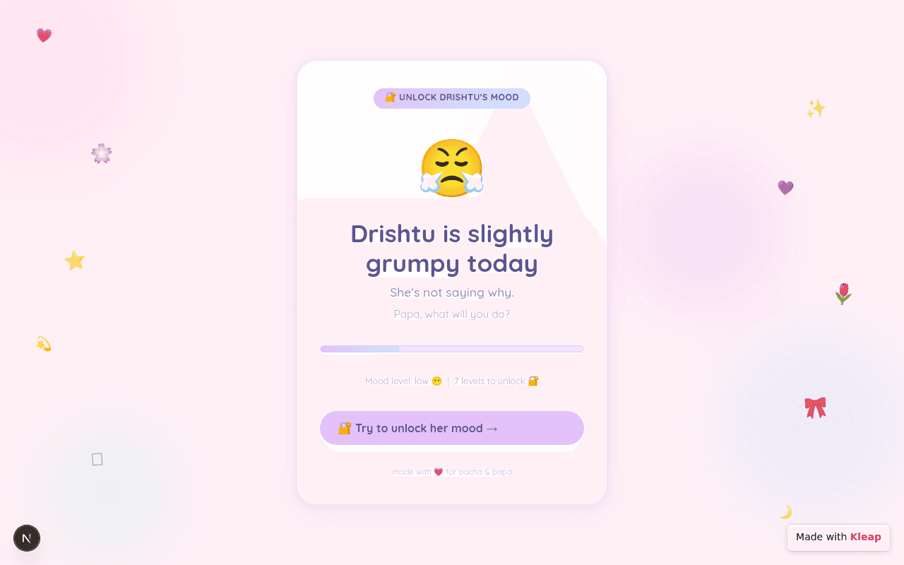 An interactive mood tracker for children, designed with intuitive, playful elements.
